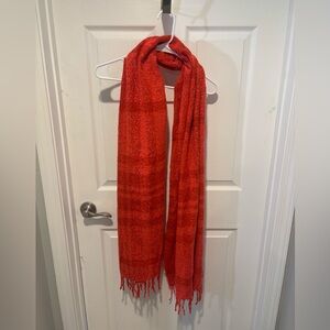 GAP NWT Cozy Coral Red Plaid Scarf Wrap